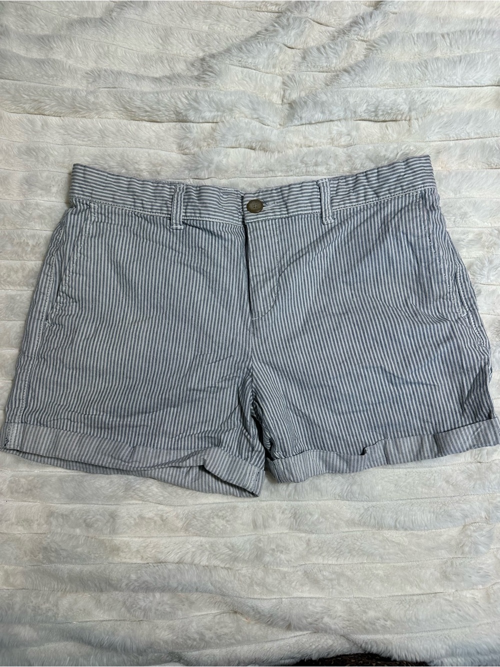 GAP Girlfriend 4” Chino Shorts Blue White Stripe Size 8
